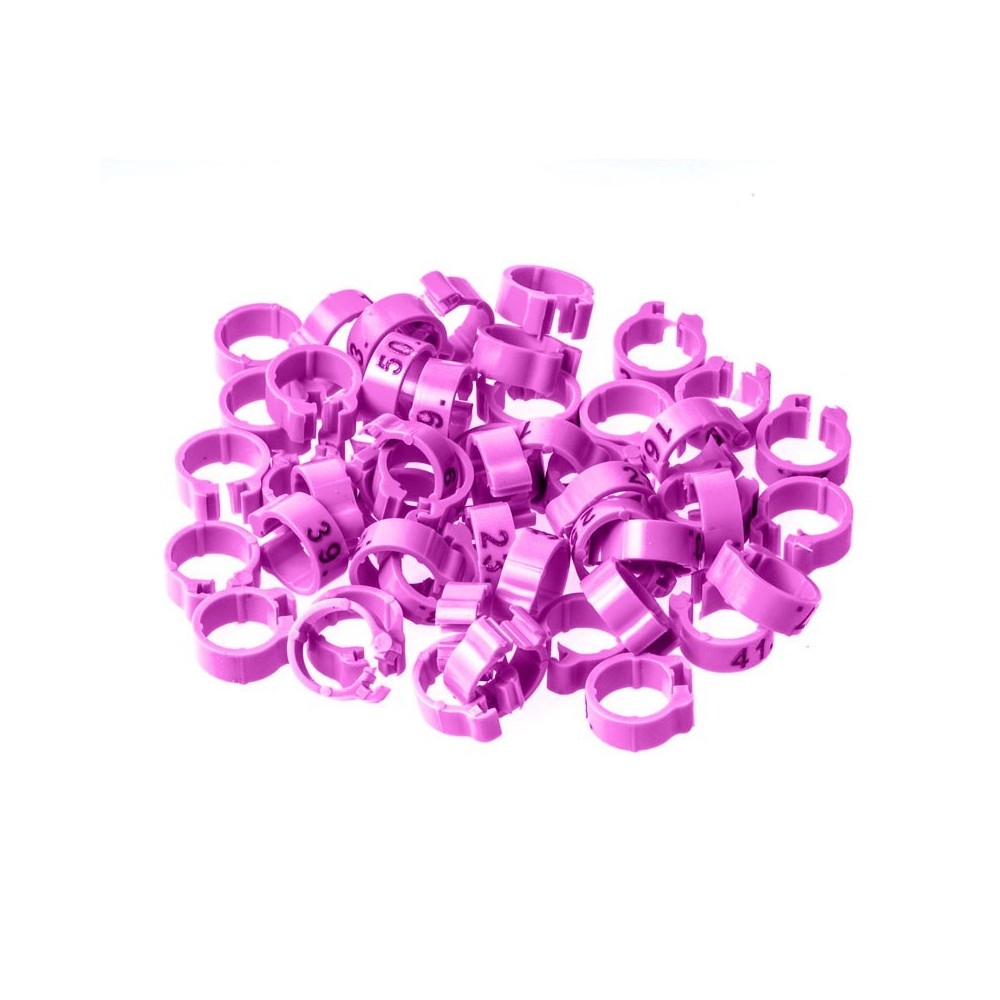 50 Anillas numeradas Ø5x8mm - Color Violeta