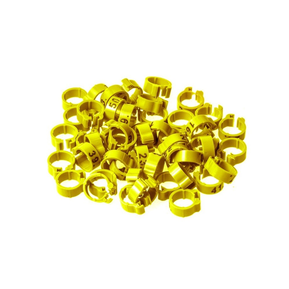 50 Anillas numeradas Ø5x8mm - Color Amarillo