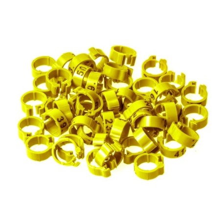 50 Anillas numeradas Ø5x8mm - Color Amarillo