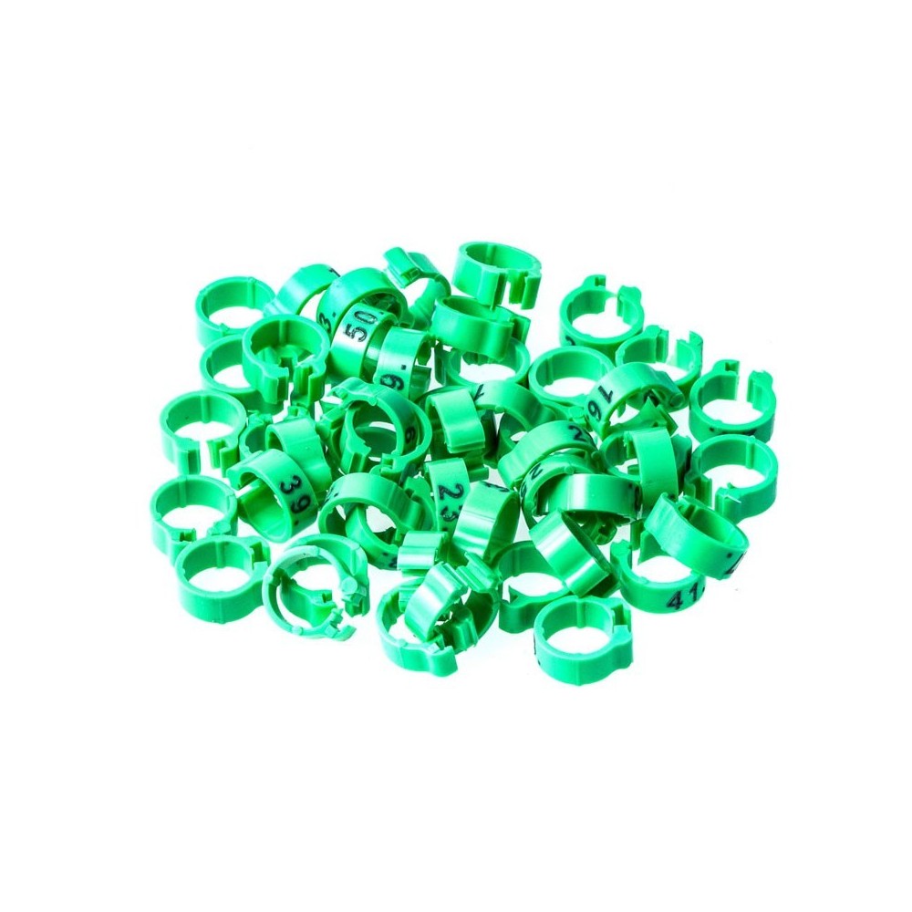 50 Anillas numeradas Ø5x8mm - Color Verde Manzana